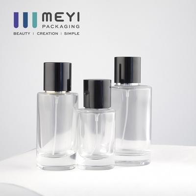 Không tràn 100ml Chai nước hoa thủy tinh trong suốt với nắp nước hoa màu đen